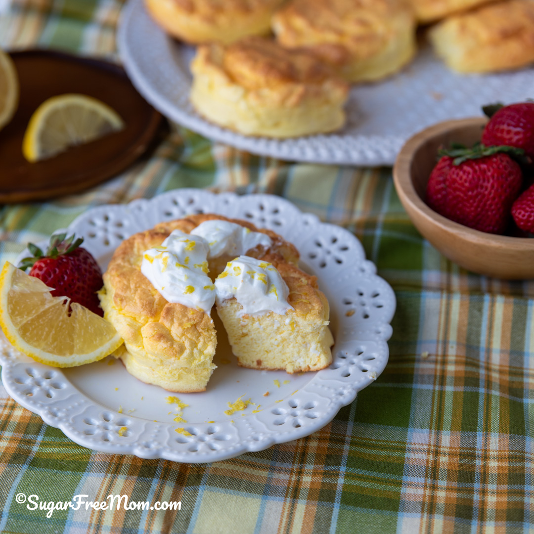 Sugar Free Low Carb High Protein Lemon Souffle Cake