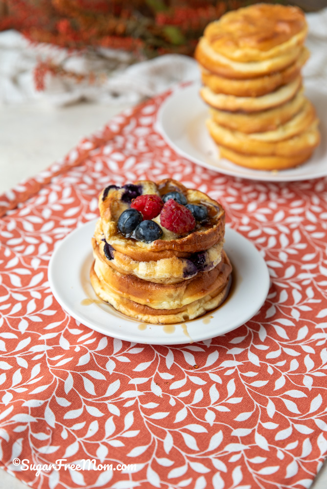 These Keto High Protein Yogurt Pancakes may not look like your typical pancakes but they are fluffy, baked and have 19 grams of protein for one!