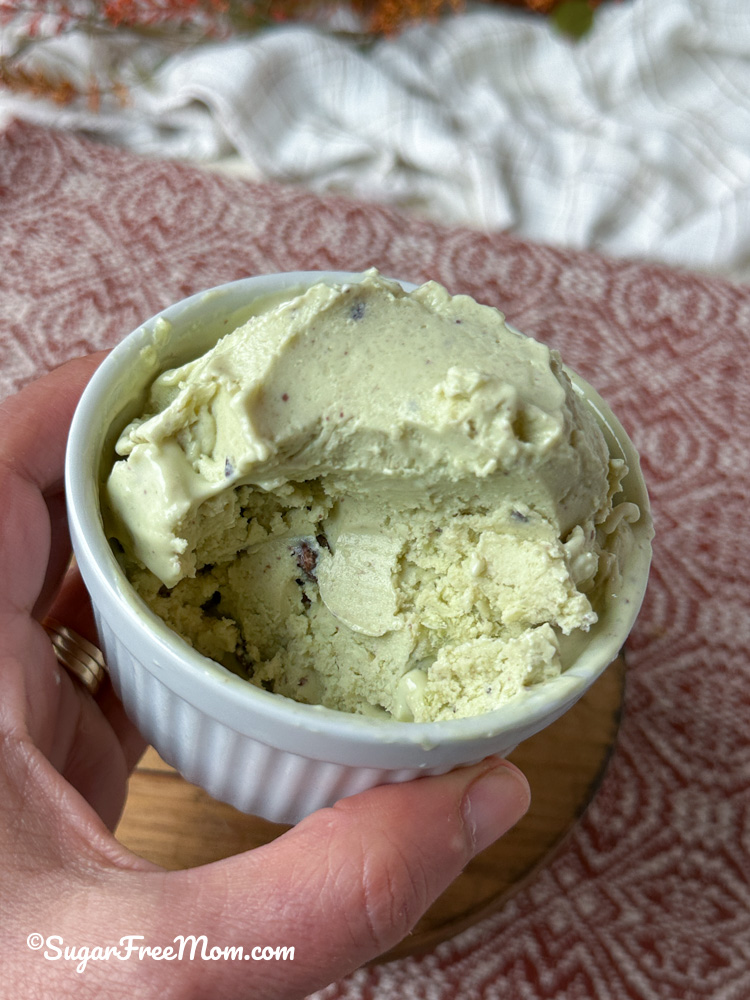 This super quick and easy High Protein Low Carb Keto Mint Chip Ice Cream can be made in the Ninja Creami or without it! Just 5 ingredients and 17 grams protein!