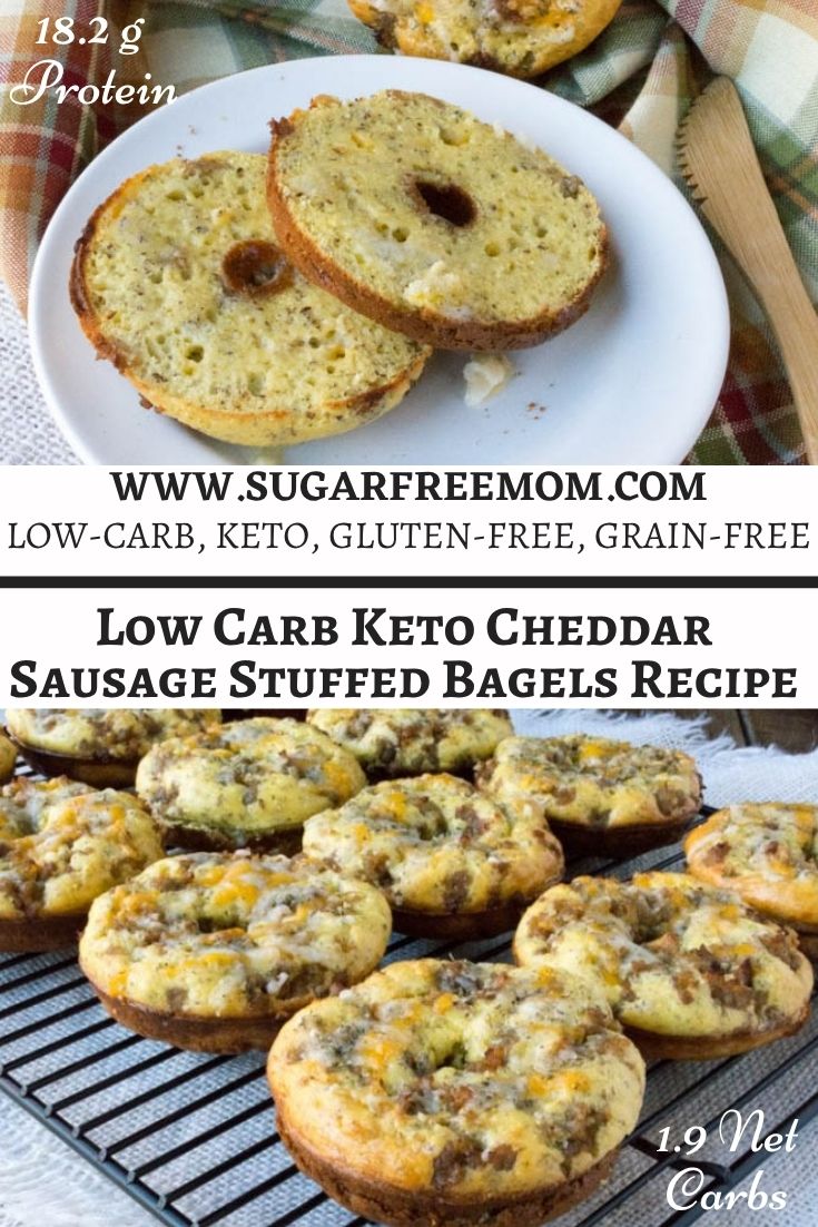 Low Carb Keto Cheddar Sausage Stuffed Bagels