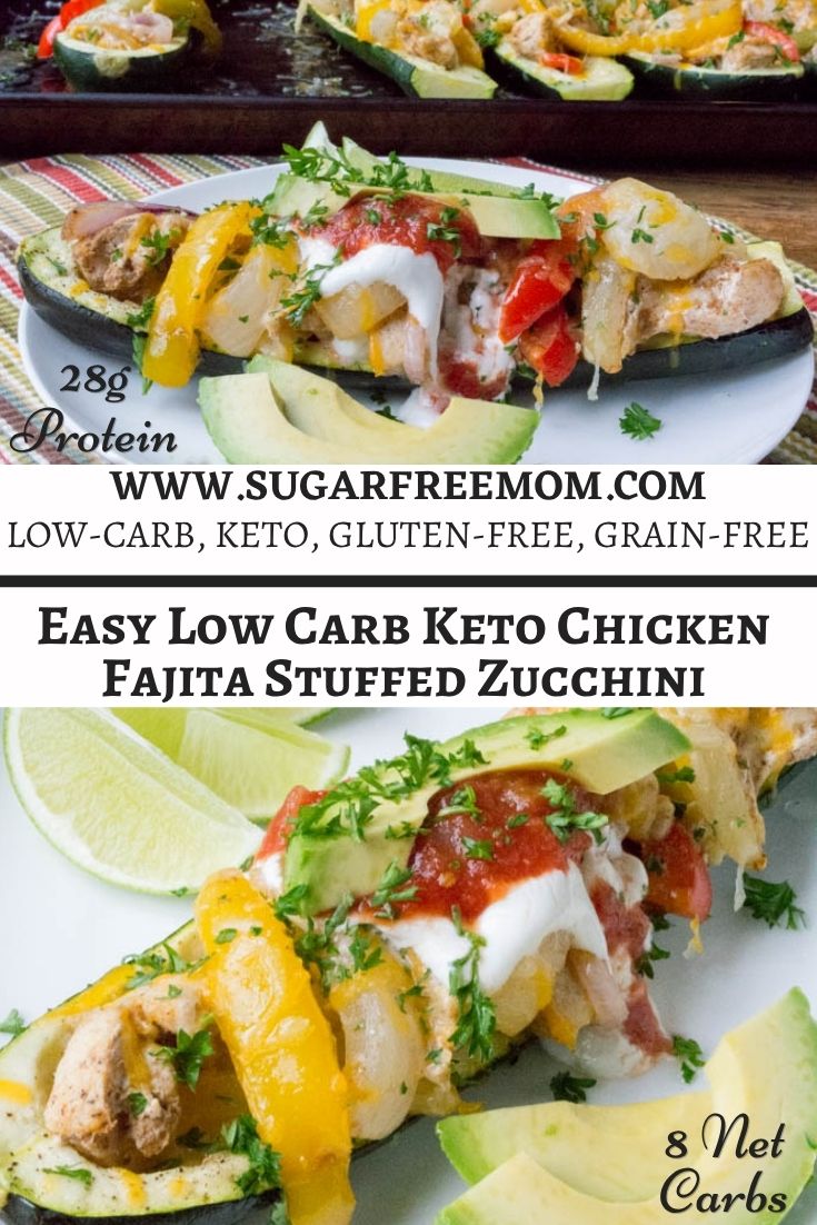 Easy Low Carb Keto Chicken Fajita Stuffed Zucchini