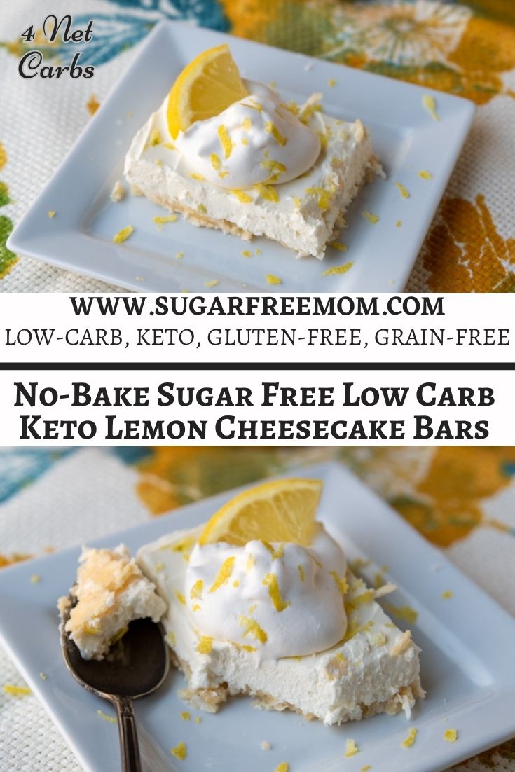 No Bake Sugar Free Low Carb Keto Lemon Cheesecake Bars