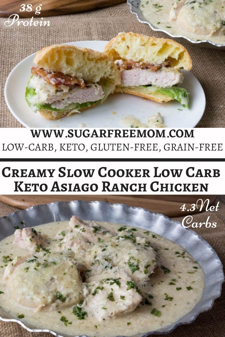 Creamy Slow Cooker Low Carb Keto Asiago Ranch Chicken