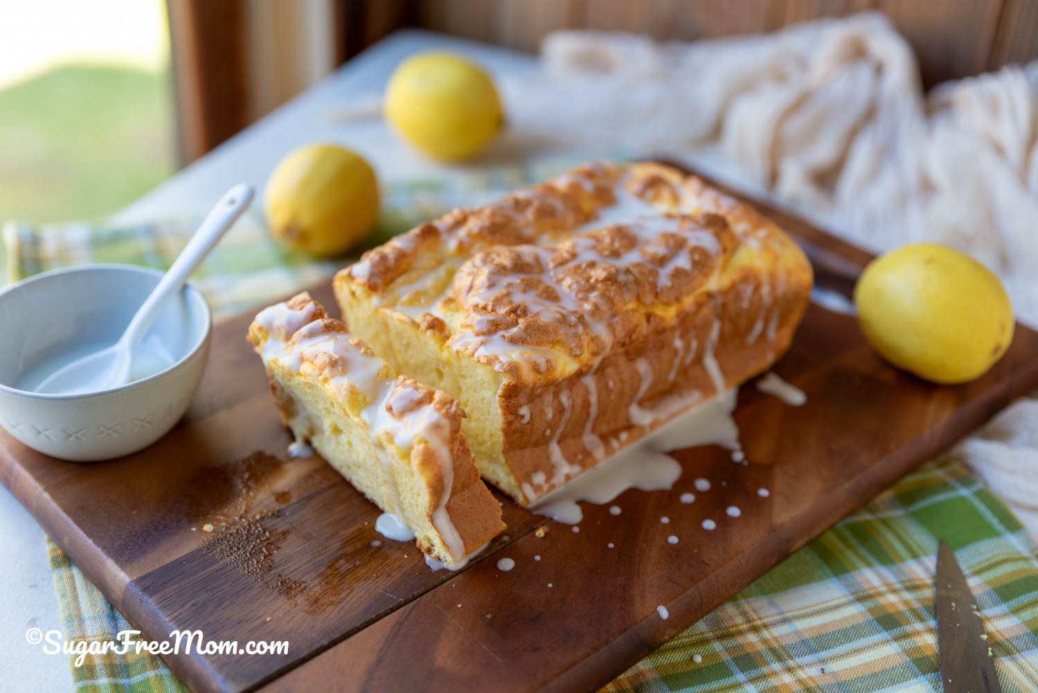 Low Carb Keto Lemon Loaf with Sugar Free Glaze