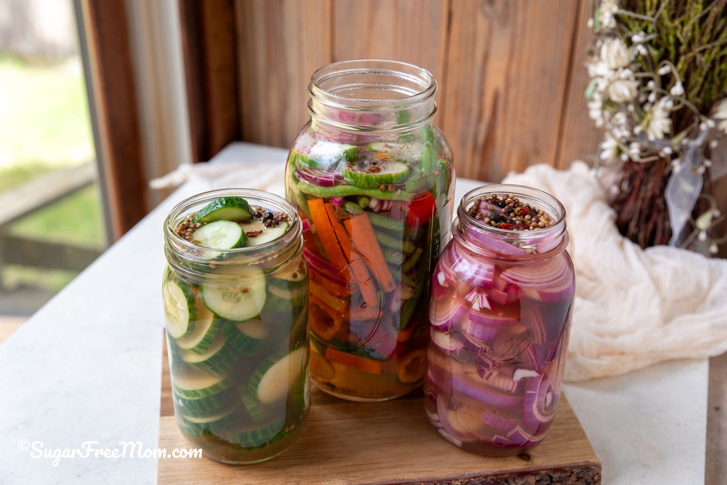 These easy sugar-free quick pickled vegetables are crisp, tangy, colorful, and ready in as little as 30 minutes.