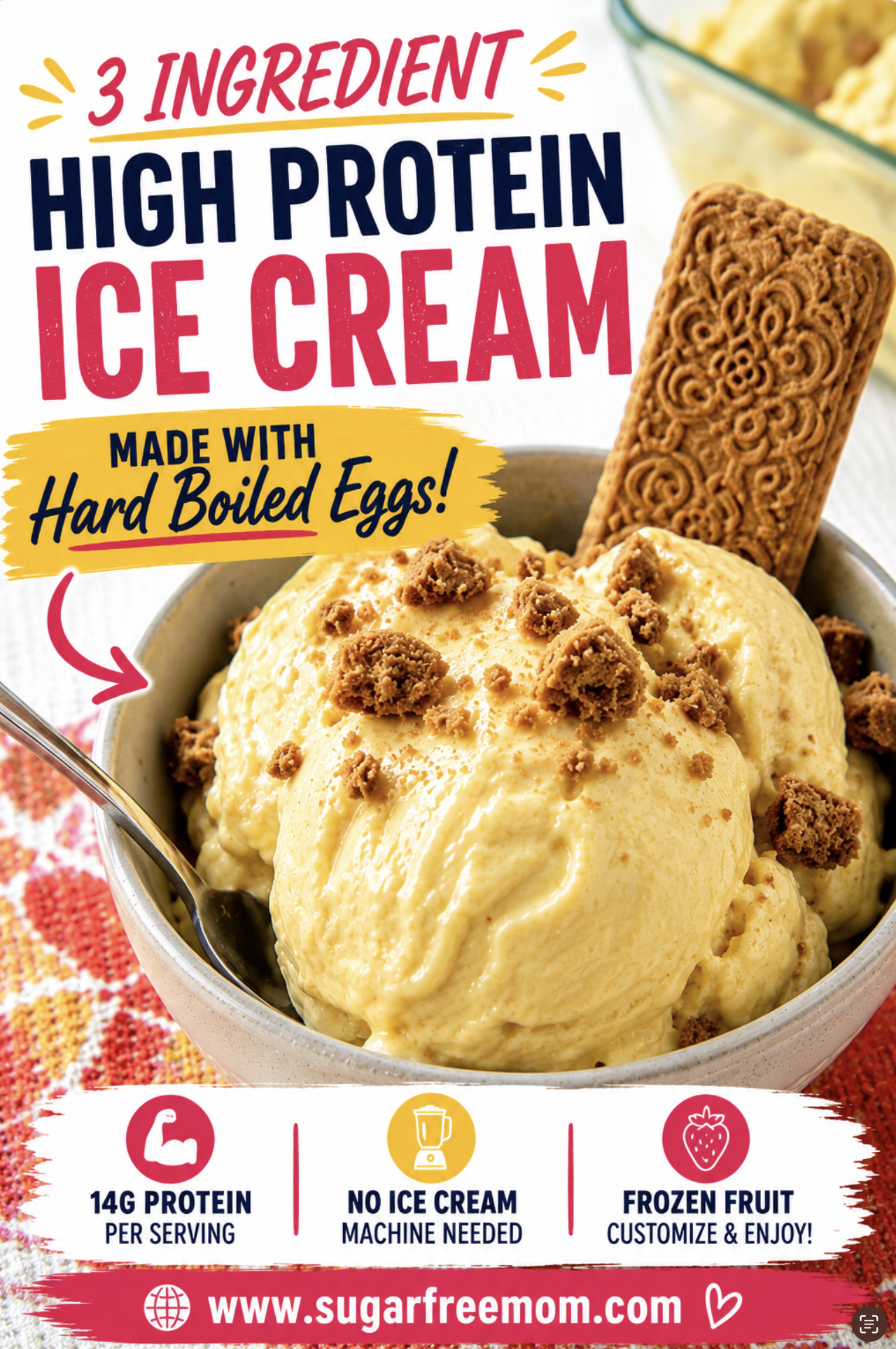 3 Ingredient High Protein Ice Cream made with hard boiled eggs!