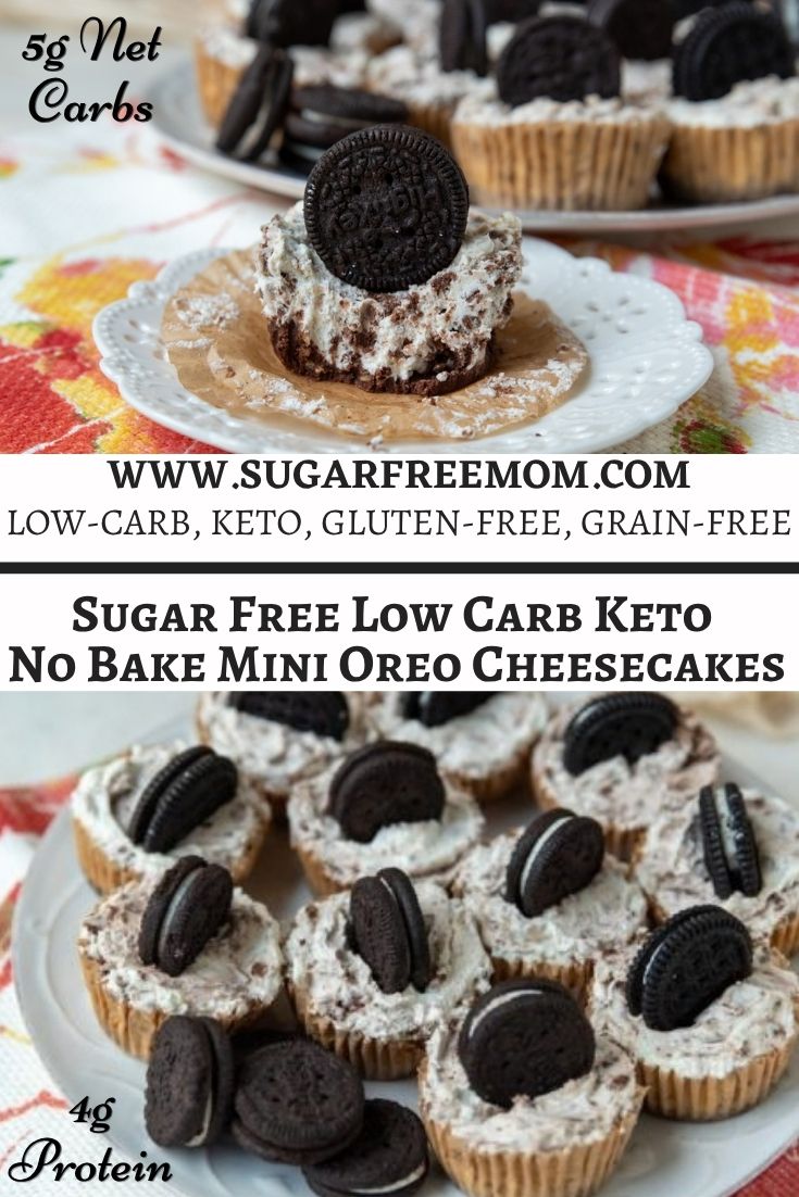 Low Carb Keto Gluten Free No Bake Mini Oreo Cheesecakes