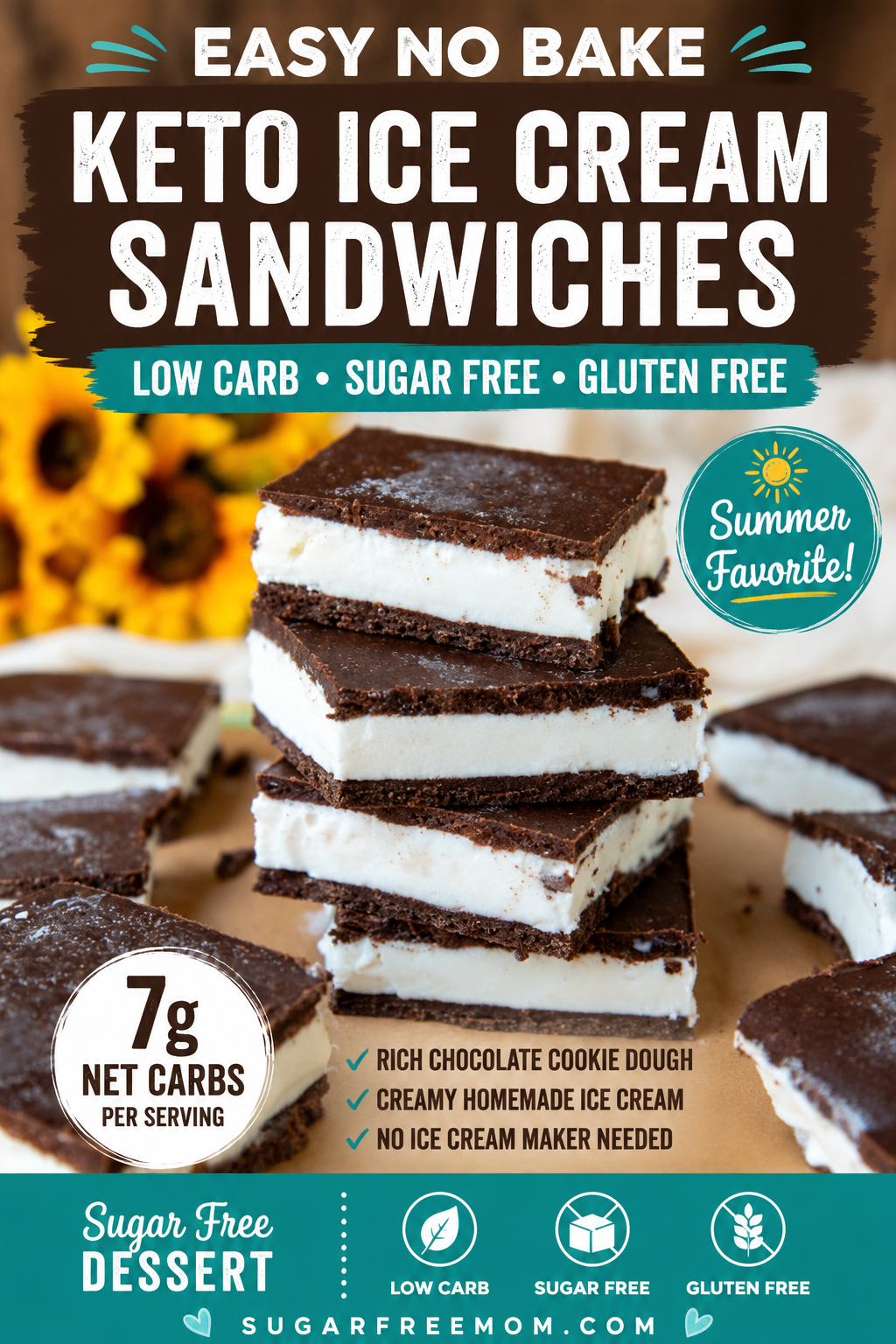 Easy No Bake Keto Ice Cream Sandwiches Pinterest Pin