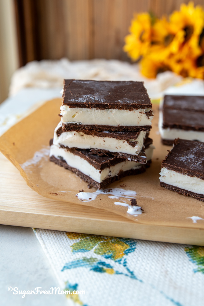 3 stacked keto ice cream sandwiches
